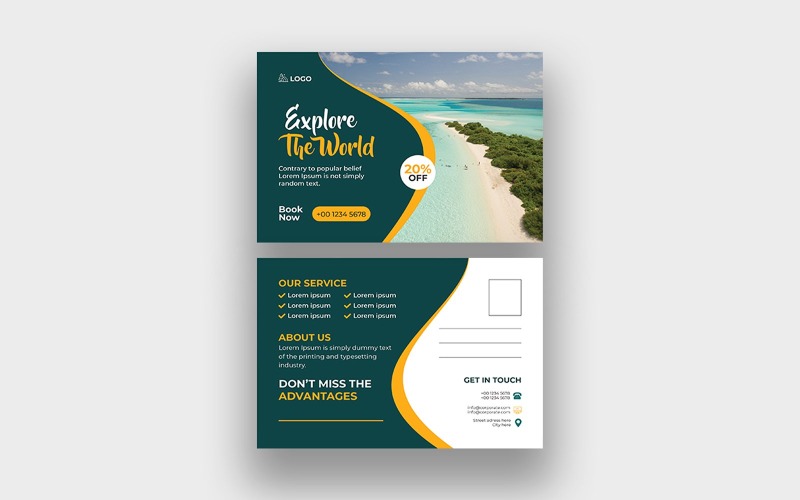 Modern Travel Tour Agency Postcard Template Corporate Identity