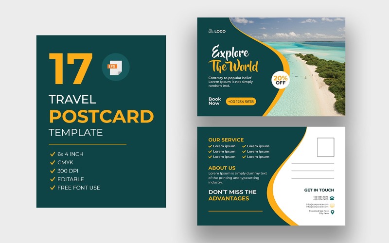 Modern Travel Tour Postcard Bundle Corporate Identity