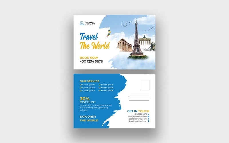 Travel Post card Template Corporate Identity