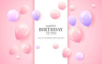 Birthday congratulations banner design with Colorful balloon birthday background