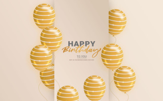 Happy birthday congratulations banner design with Colorful balloon birthday background concept