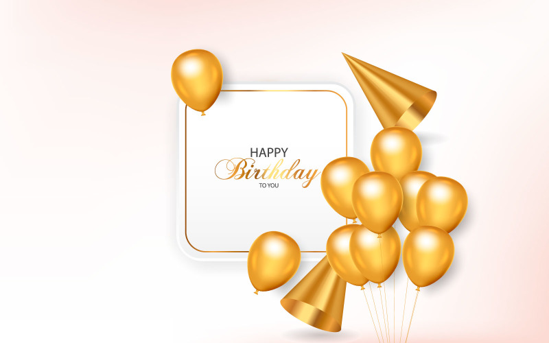 Happy birthday congratulations banner design with Colorful balloon birthday background Illustration