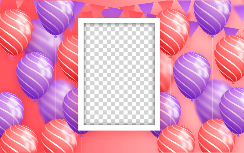 Happy birthday congratulations banner design with Colorful balloons birthday background Illustration