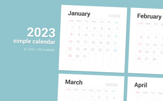 2023 Simple Calendar [Sunday]