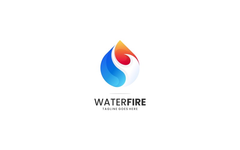 Water Fire Gradient Logo Template