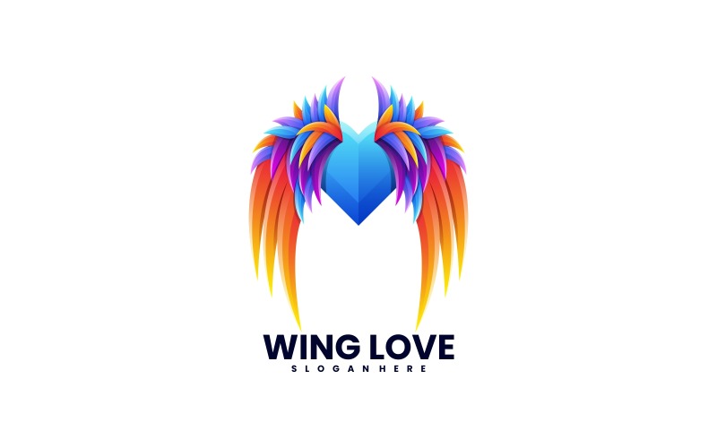 Wings Love Gradient Colorful Logo Logo Template