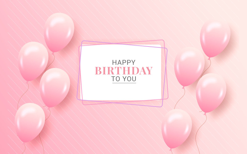 Birthday congratulations template design with balloon birthday background Illustration