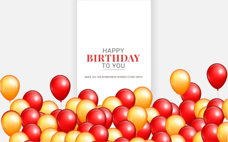 Birthday congratulations template design with Colorful balloon birthday background design Illustration