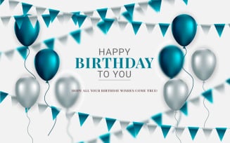 Birthday congratulations template design with Colorful balloon birthday background