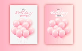 Birthday congratulations template design with Colorful balloonstyle