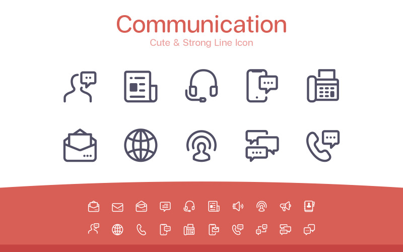 Communication and Business Line icon Icon Set