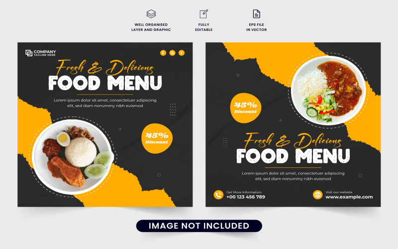 Food menu promotion poster design vector Social Media