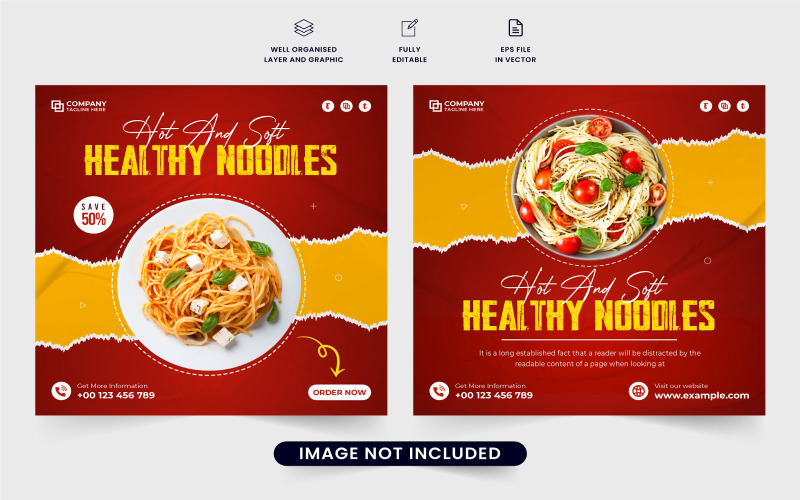 Food menu web banner template vector Social Media