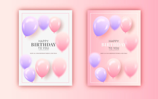 Happy Birthday congratulations template design with Colorful balloon