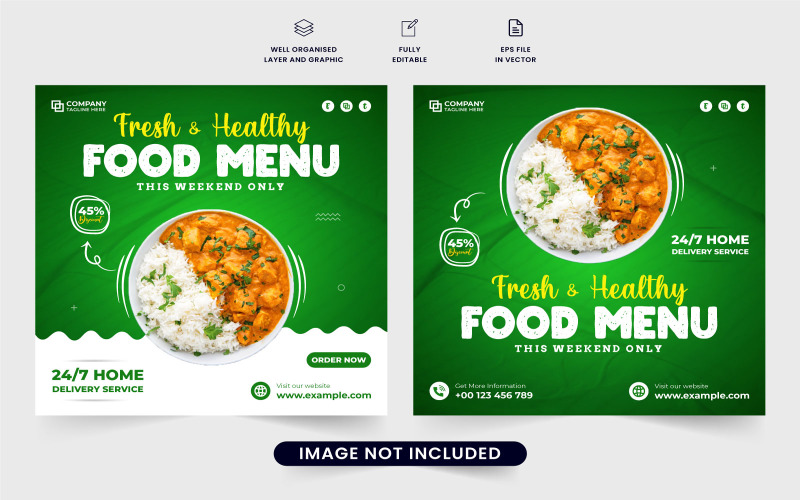 Healthy food menu poster design vector Social Media
