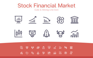 Stock Market and Financial Line icon