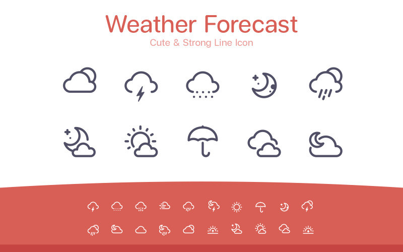 Weather & forecast Line icon Icon Set