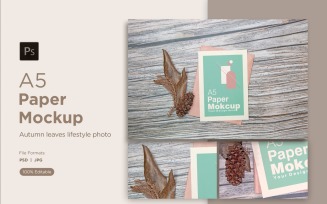 A5 Paper Mockups with autumn themes