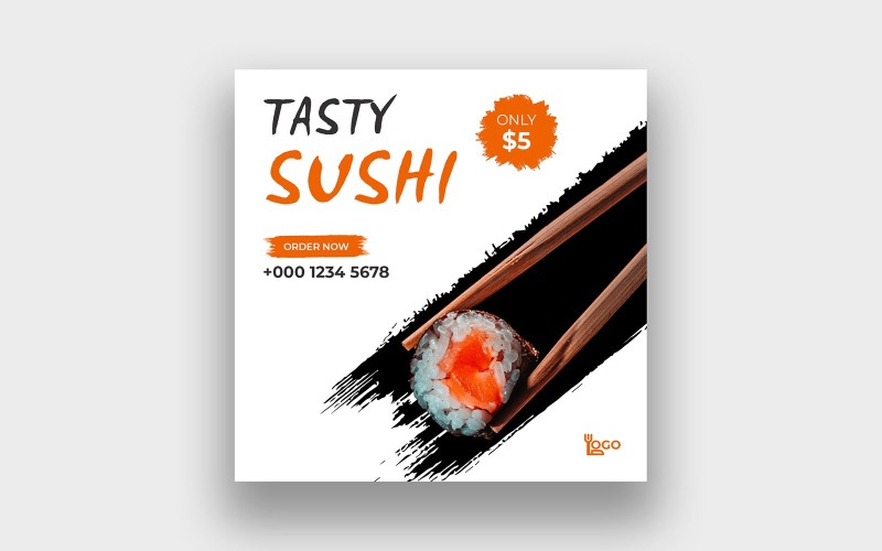 Asian food sushi facebook instagram post template Social Media