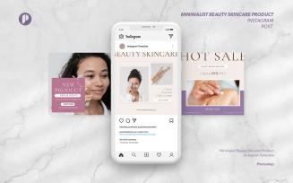 Cream berry minimalist beauty skincare product instagram post