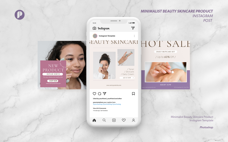 Cream berry minimalist beauty skincare product instagram post Social Media