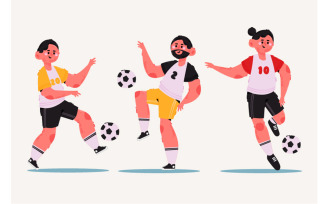 Hand Drawn Football Players Illustration