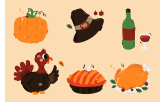 Happy Thanksgiving Set Illustration