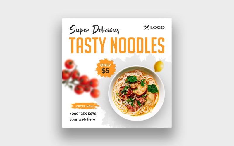 Noodle food menu social media post template Social Media