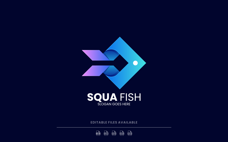 Square Fish Gradient Logo Logo Template