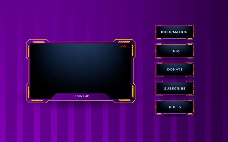 Twitch live stream overlay package including facecam overlay, offline, starting soon, twitch panel Illustration