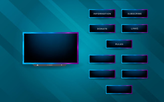 Twitch live stream overlay package including facecam overlay, offline, starting, twitch panel