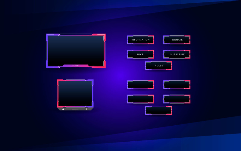 Twitch live stream overlay package including facecam overlay Illustration