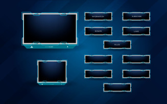 Twitch stream overlay package including facecam overlay, offline, design and twitch panel