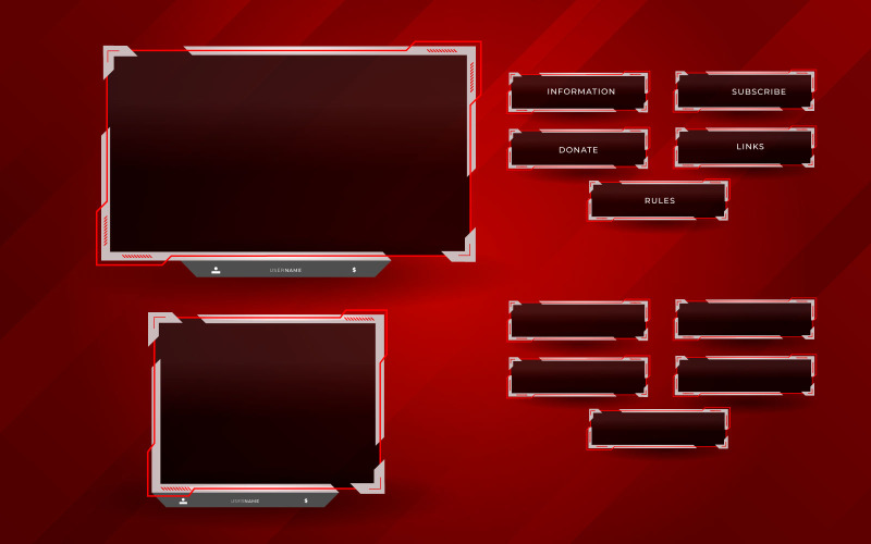 Twitch stream overlay package including facecam overlay, offline, starting soon, twitch panels Illustration