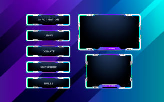 Twitch stream overlay package including facecam overlay, offline, starting soon, twitch