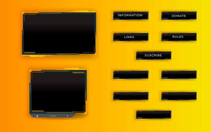 Twitch stream overlay package including facecam overlay, offline, starting, twitch panels Illustration