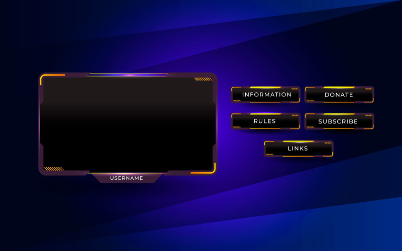 Twitch stream overlay package including facecam overlay, starting soon, twitch panels Illustration