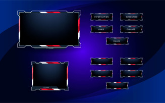 Twitch stream overlay package including facecam overlay, twitch panel