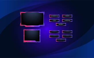 Twitch stream overlay package including facecam overlay, twitch panels