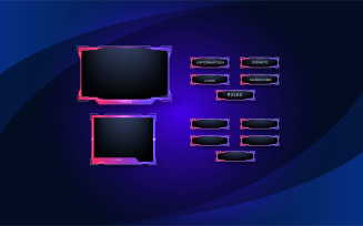 Twitch stream overlay package including facecam overlay, twitch panels