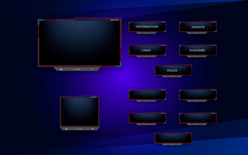 Twitch stream overlay package including facecam overlay Illustration