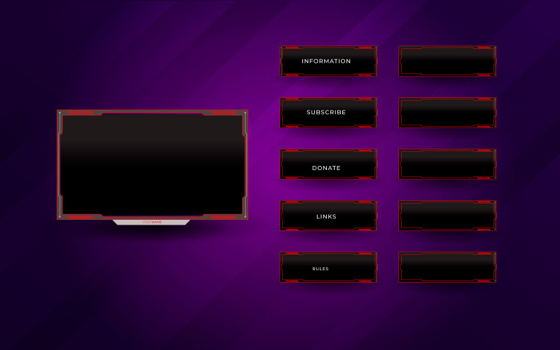 Twitch stream overlay package including facecam overlays Illustration