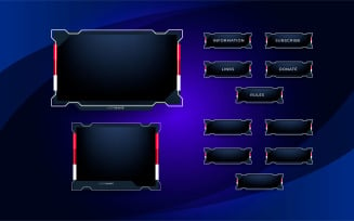 Twitch stream overlay package including live facecam overlay, offline, starting soon, twitch panels