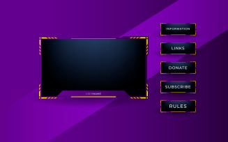 Twitch stream overlay package including, offline, starting soon, twitch panels, facecam overlay