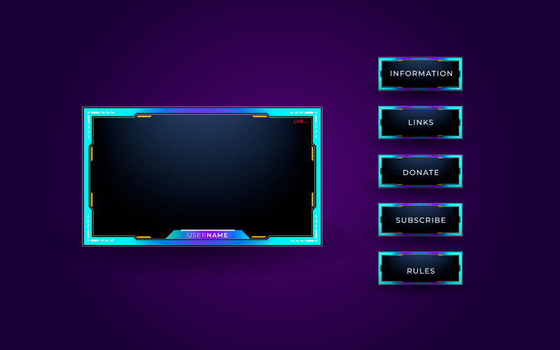 Live Streaming screen panel overlay design template theme. Live Illustration
