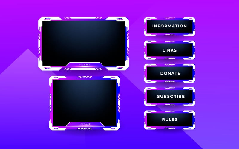 Streaming screen panel overlay design template online stream futuristic technology style Illustration