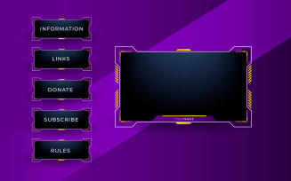 Streaming screen panel overlay design template theme. Live video, online stream