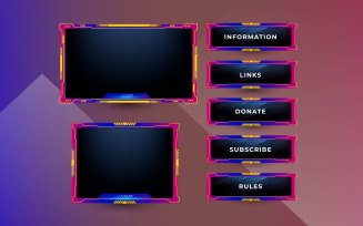 Streaming screen panel overlay design template theme. Live video, online streaming