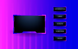 Streaming screen panel overlay design template theme. Live video strimimg
