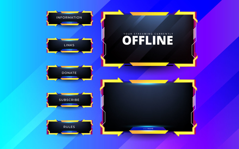 Streaming screen panel overlay design template theme. Live video style Illustration